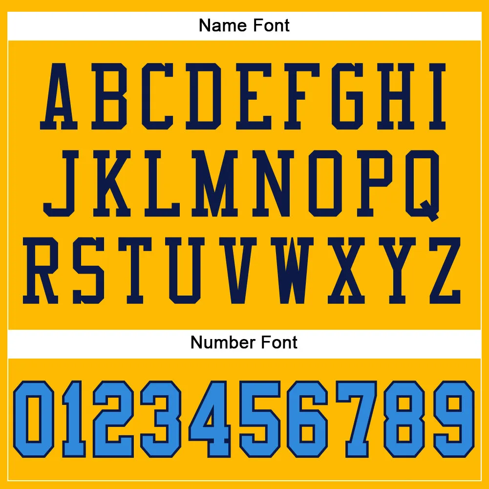 Custom Gold Powder Blue-Navy Mesh Authentic Football Jersey